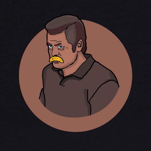 Ron Swanson eating a banana by rrsegnini